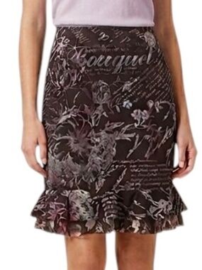 Stretch Midi Skirt with "Bouquet" Print — Size EU40